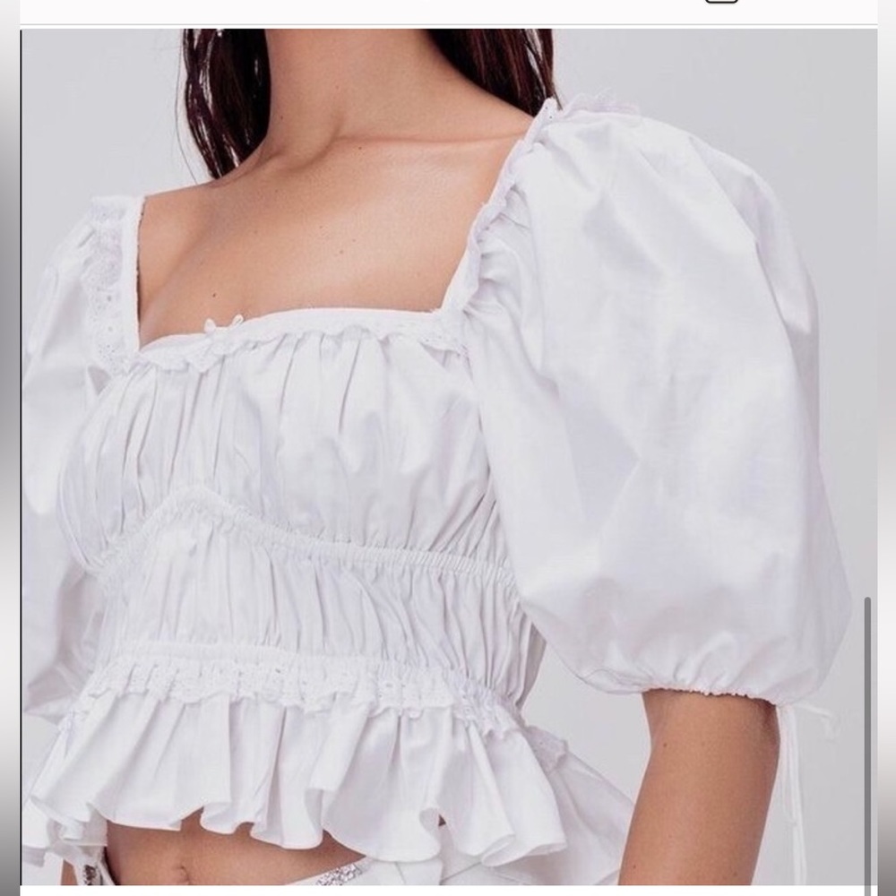 For Love & Lemons cropped puff sleeve top size m